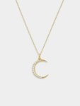Goldair Gold Plated Sterling Silver Cubic Zirconia Crescent Moon Pendant