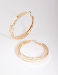 Goldair Gold Textured Hoop Earrings