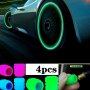 4PCS Glow-in-the-dark Tire Valve Caps - Hexagonal Rubber Fits Cars Motorcycles & Bikes