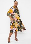 AMANDA LAIRD CHERRY Plus Nhlole Dress - Multi-colour Abstract Leaf