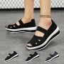 Women's Handmade Solid Color Sneakers Ankle Band Platform Soft Sole Walking Shoes Breathable Wedge Casual Wear