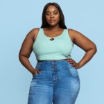 Plus Size Joy & Ash Keyhole Crop Top - Green