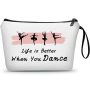 Ballet Dance Recital Gifts For Girls & Women - Makeup Bag & Cosmetic Bags For Dancers Teachers & Friends