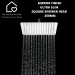 Mirror Finish Ultra Slim Square Shower Head - 250MM