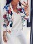 Floral Print Zip Up Jacket Casual Long Sleeve Jacket For Fall & Winter Women's Clothing