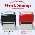 1PC Checked Teacher Seal Office Stationery Stamps Self-inking In Red Black Blue Ink Pads Work Stamps Paid Or Pass Automatic Ink