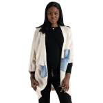 Denim Pocket Detail Coatigan - Cream Free