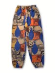 Men's Retro Patterns Water Drop Print Drawstring Jogger Pants Casual Comfy Beach Pants Outdoor Trousers