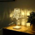Geo Glow Rechargeable Table Lamp In Smoke Clear - Clear
