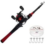 Kilitn Fishing Rod And Reel Combo Baitcasting Combo Baitcast Reel 5 Foot Durable Fiberglass Telescopic Rod With Fishing Line Ful