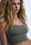 Cropped Strappy Top - Khaki Green