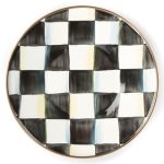 Mackenzie-childs Enamel Saucer Small Enamel Plate For Teacups Black-and-white Courtly Check