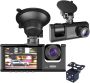 3-CHANNEL 1080P Dash Cam Front Rear Inside Dvr Night Vision