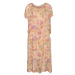 Bird Floral Printed Double Layer Silk Maxi Dress - Apricot Free