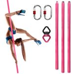 Prior Fitness Aerial Flying Pole Set 3M Pink Hanging Pole Sgs 4389KG Capacity Portable Suspension Pole With Rigging Hardware For