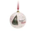 Xmas Ball Polyester 7.5CM White - With Tree