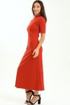 Ladies Short Sleeve Ribbed High Neck Midaxi Dress