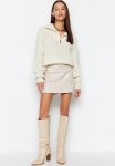 Faux Leather MINI Woven Skirt - Beige