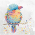 Fabric Paint Cushion Cover Whimsical Bird