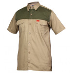 Mens Millitary Adventure Colour Block Shirt In Khaki - Khaki 5XL