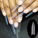 600PCS Clear Stiletto Nail Tips Medium Half Cover Gel X Nail Tips For French Acrylic Press On Nails Nails False Nails For Nail E