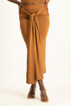 Savannah Wrap Tie Detail Skirt - Toffee - M