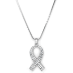 Silver Tone Cancer Pendant Encrusted With Crystals