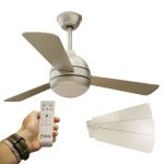42 Inch 3 Silver Blades Ceiling Fan With Light And Remote