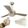 42 Inch 3 Silver Blades Ceiling Fan With Light And Remote