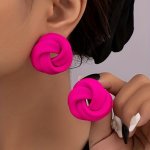 Bohemian Sexy Knot-shaped Stud Earrings In Hot Pink Stainless Steel Ear Needle Iron Crafted No Plating - Versatile For Daily Wea