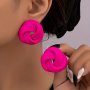 Bohemian Sexy Knot-Shaped Stud Earrings In Hot Pink Stainless Steel Ear Needle Iron Crafted No Plating - Versatile For Daily Wear & Parties