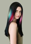 Wigs Keira Sleek Black Long Ombre Rainbow & Black Synthetic Hair Wig