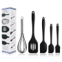 5 Pieces Of Non-stick Silicone Kitchen Utensil Set - Black