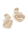 Rose Gold Plated Textured Cubic Zirconia Fan Stud Earrings