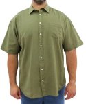 Mens Short Sleeve Linen Shirt - 8XL Olive