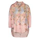 Flower Printed Anglaise Shirt - Peach Free
