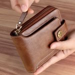 1PC Men's Fashionable Tree Pattern Zipper Buckle Pu Credit Card Card Holder Small Zipper Coin Storage Zipper Button Closure Busi