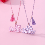 2PCS SET Sister Necklace Big Sis Little Sis Heart Stitching Pendant For Women Sister Family Jewelry Banquet Gift