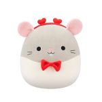 Squishmallows Original 14IN Rusty The Grey Rat With Heart Headband And Bowtie Official Jazwares Plush Large