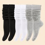 3 Pairs Solid Simple Socks Soft & Comfy Slouchy Mid-calf Socks Women's Stockings & Hosiery