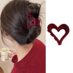 Valentines Hair Clips Red Heart Hair Claw For Women 1PCS Resin Red Heart Designs Hair Claw Clips For Thick Hair Clips Small Hair