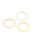 Waterproof Mixed Plated Stainless Steel Thin Cubic Zirconia Stacking Rings 3-PACK - M l