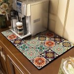 1PC Coffee Machine Drain Mat Retro Color Brick Style Tableware Mat Diatom Mud Kitchen Countertop Drain Mat Heat Insulation Dry M
