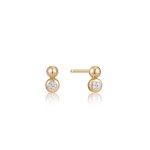Gold Orb Sparkle Stud Earrings