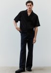 Loose Fit Textured Resort Shirt - Black