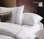 Luxurious Egyptian Cotton Embroidered Plain White Duvet Cover Set: Queen