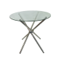 Smte 80CM Round Glass Table Silver Legs With Keychain