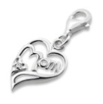 C802-C11434 - 925 Sterling Silver Mom Heart Charm Dangle.