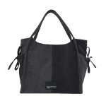 Two-tone Denim Shopper – Black Denim-grey Denim