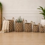 Woven Baskets 5 Pieces - Macrame Overlay